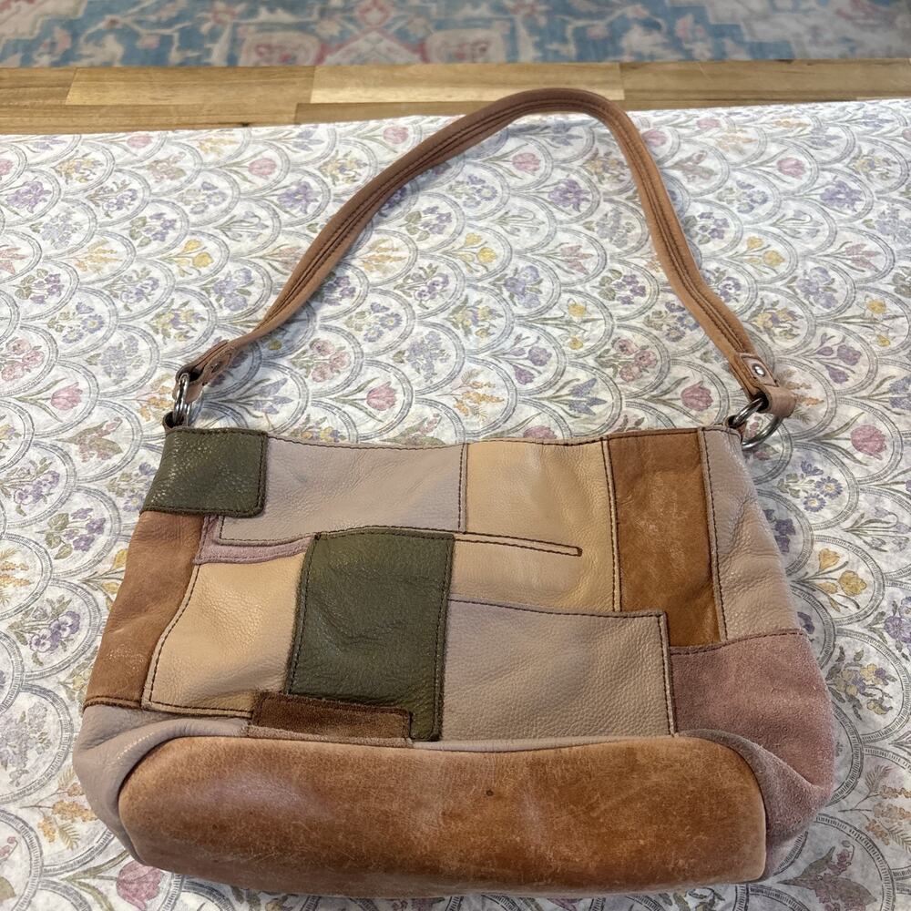 The Sak Indio Patchwork Hobo Leather Suede Shoulder Bag Purse